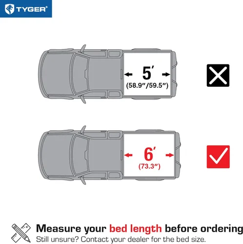 Miniatura 2 de Tyger Auto T1 - Cubierta tonneau suave enrollable para caja de camioneta compatible con Nissan Frontier 2022-2026 Caja de 6 pies (73 pulgadas)