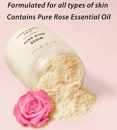 Miniatura 9 de Baño calmante de leche de coco rosa en remojo, hidrata, suaviza la piel, miel, jazmín, vainilla, destress, lujo, spa, baño, sal en polvo, alivio
