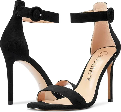Miniatura 2 de Castamere Sandalias de tacón alto para mujer, con hebilla y correa al tobillo, puntera abierta, sandalias básicas de tacón de aguja de 3.9 in