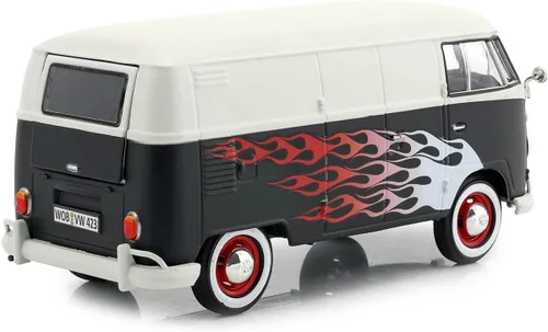 Miniatura 2 de Volkswagen Tipo 2 (T1) Van de entrega con llamas 1/24 fundido a troquel modelo de coche por Motormax