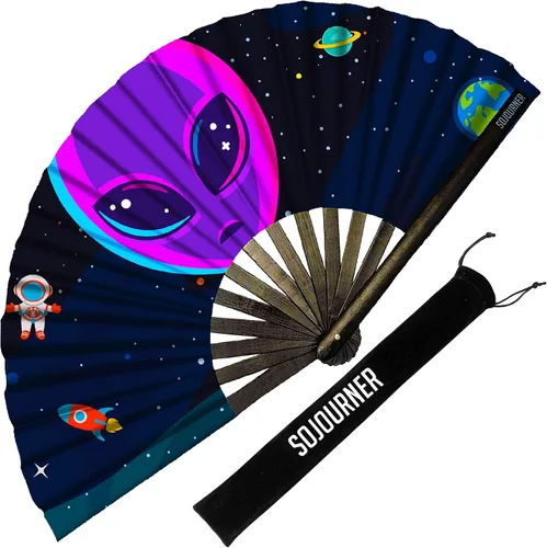 Miniatura 78 de SoJourner Bags Rave Fan – Ventilador plegable grande – Ventilador de mano Clack para raves, Halloween, Burlesque, trajes de arcoíris para mujeres