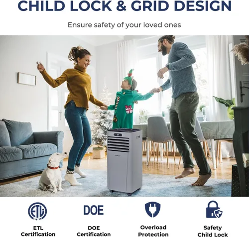 Miniatura 5 de COSTWAY - Aire acondicionado portátil, enfriador de aire de 10000 BTU con modo de secado/ventilador/reposo, 2 velocidades, función de temporizador