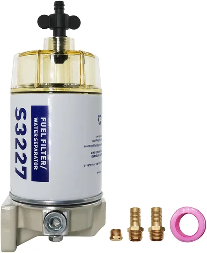 S3227 - Conjunto de filtro de combustible y separador de agua compatible con motor fueraborda marino Mercury de 10 micrones, reemplaza # S3227,