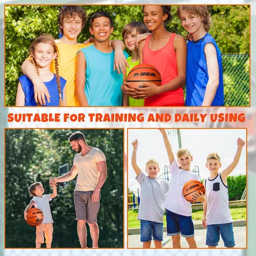 Miniatura 7 de Jenaai 12 pelotas de baloncesto de goma a granel tamaño oficial 5 (27.5 pulgadas) para niños y jóvenes, baloncesto al aire libre con bomba