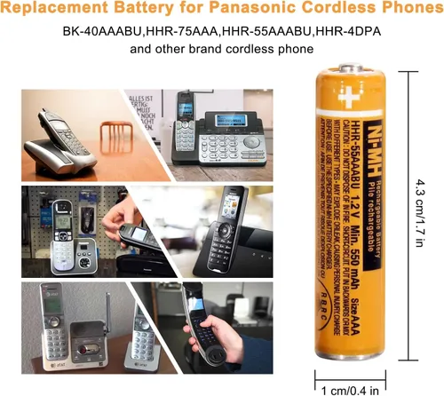 Miniatura 2 de NI-MH - Batería recargable AAA de 1,2 V, 550 mAh, paquete de 4 baterías AAA hhr-55aaabu para teléfonos inalámbricos Panasonic, controles remotos