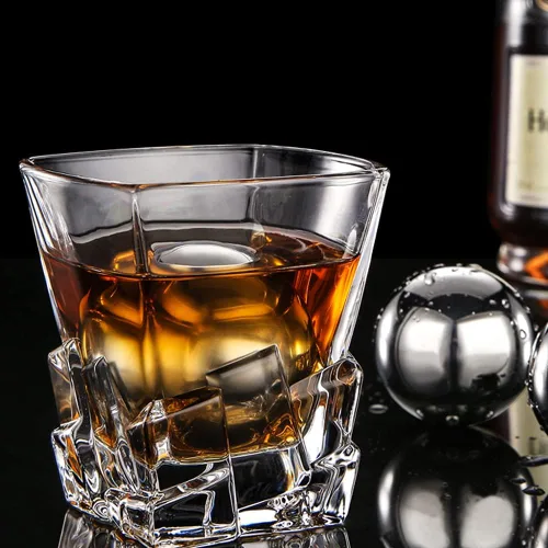 Miniatura 4 de Piedras de whisky, 2 piezas de cubitos de hielo de metal reutilizables, bolas de whisky redondas de acero inoxidable, bolas de whisky esféricas