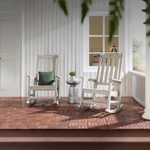Miniatura 5 de Psilvam Mecedora de gran tamaño para exteriores, con asiento de 21 pulgadas de ancho y respaldo de 32 pulgadas de alto, premontada con la mayoría