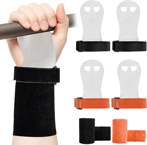 2 pares de agarres de mano de gimnasia, equipo de gimnasia para niños, juegos de pulseras de gimnasia, guantes de agarre de barra de gimnasia y