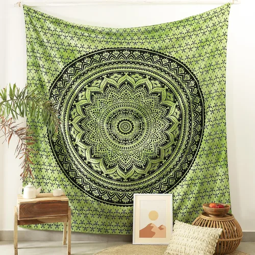 Miniatura 26 de Popular Handicrafts Original Ombre - Tapiz indio Mandala para pared, ornamento hippie, colcha bohemia con brillo metálico