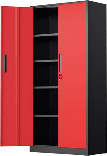Miniatura 11 de SUNCROWN Armarios de almacenamiento de metal con cerradura, gabinete de herramientas, almacenamiento de acero con bloqueo de 72 pulgadas, armarios