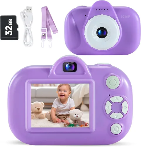 Miniatura 17 de MAVOKIS Cámara digital para niños de 3 a 8 años, cámara 1080P para niños con tarjeta SD de 32 GB, juguetes para niñas de 6 a 9 años, regalos