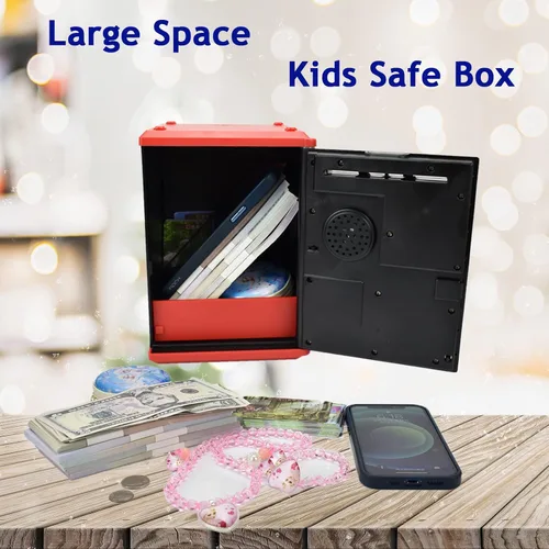 Miniatura 3 de Caja de ahorro segura para niños con contraseña por huella dactilar, alcancía parlante con diseño de cajero automático para dinero real, juguete