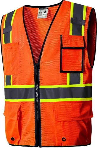 Miniatura 20 de SKSAFETY Chaleco de seguridad de nivel profesional con 10 bolsillos, chaleco de alta visibilidad clase 2 con cremallera, chaleco de alta visibilidad