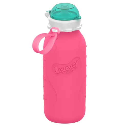 Miniatura 16 de Aqua 3.5 oz Squeasy Snacker - Bolsa de comida reutilizable de silicona a prueba de derrames - para alimentos blandos y líquidos - Agua, salsa