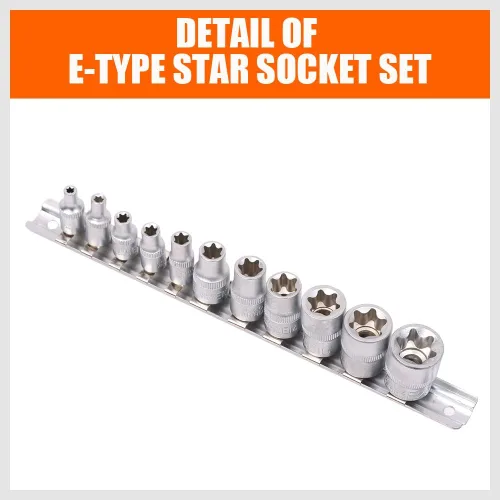 Miniatura 3 de HORUSDY Juego de zócalo de 11 piezas E Torx hembra externo Star Socket Set E4 - E20 Juego de zócalos de par