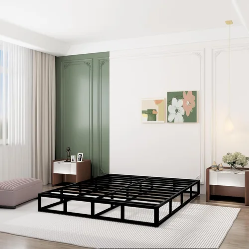 Miniatura 4 de Base de resorte de 9 pulgadas para cama tamaño matrimonial, base de colchón de metal resistente, capacidad de 3000 libras, perfil alto, sin ruido
