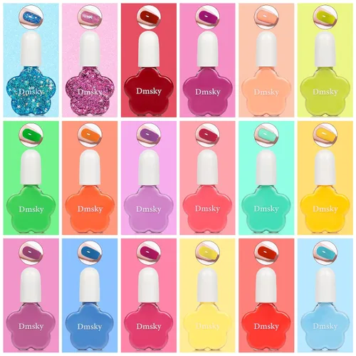 Miniatura 2 de Dmsky Juego de esmaltes de uñas para niños, 18 colores de esmalte de uñas pelable a base de agua de secado rápido para niños, kit de esmalte de uñas