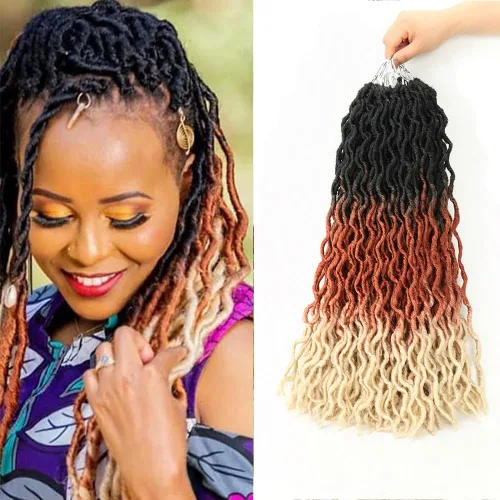 Miniatura 14 de Eliza Rastas gitanas onduladas de 18 pulgadas, cabello de ganchillo suave, 6 paquetes de trenzas sintéticas de diosa, raíces africanas, extensiones