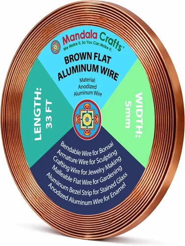 Miniatura 22 de Mandala Crafts Alambre de aluminio anodizado plano de 0.118 in para fabricación de joyas, alambre de bisel negro flexible de color de 33 pies