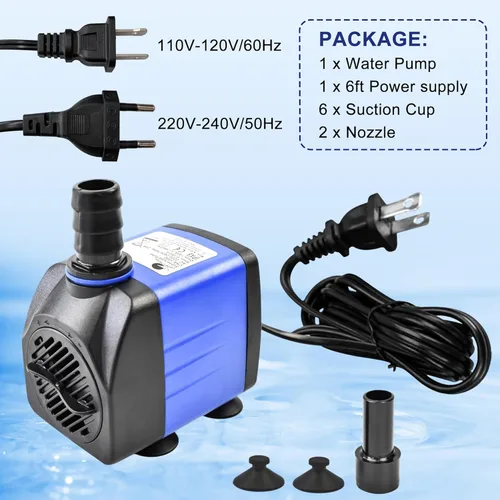 Miniatura 6 de CHANCS Bomba de agua sumergible 10W 158GPH AC 110V FishTank Bomba 4.1ft High Liftfor acuario hidroponía 10W x 600L/H