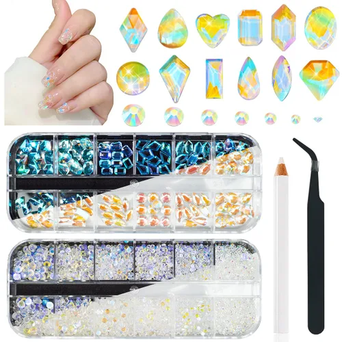 Miniatura 30 de qiipii Diamantes de imitación para uñas de amatista púrpura de múltiples formas de cristal con base plana K9, piedras de vidrio púrpura claro, gemas