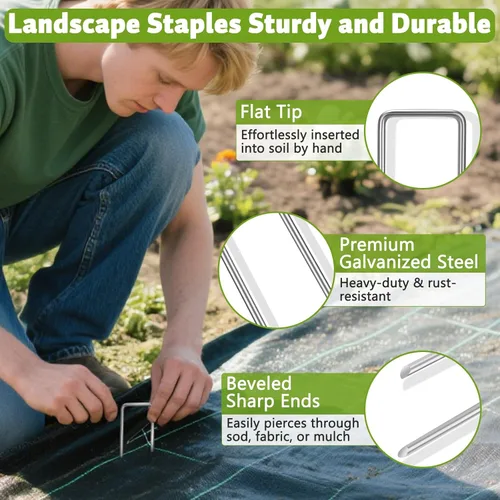 Miniatura 3 de Estacas de paisaje galvanizadas de 8 pulgadas resistentes, DUNPUTE paquete de 15 estacas de metal para jardín de 8 calibre, ideales para estacas