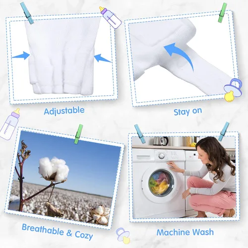 Miniatura 3 de 8 pares de manoplas ajustables para bebé, sin arañazos, guantes de bebé recién nacido, unisex, para bebé