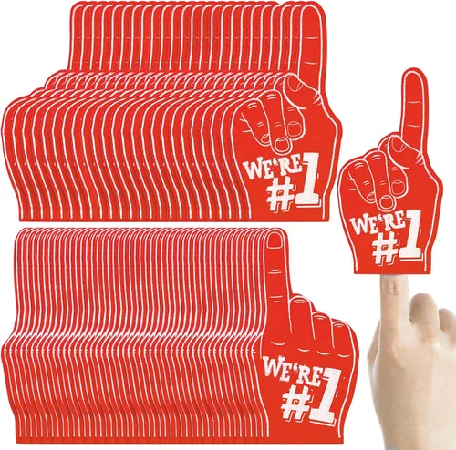 Sosation 48 mini dedos de espuma de 5.6 pulgadas de mano de animadora, espíritu escolar, manualidades, dedos de espuma para eventos deportivos, Rojo
