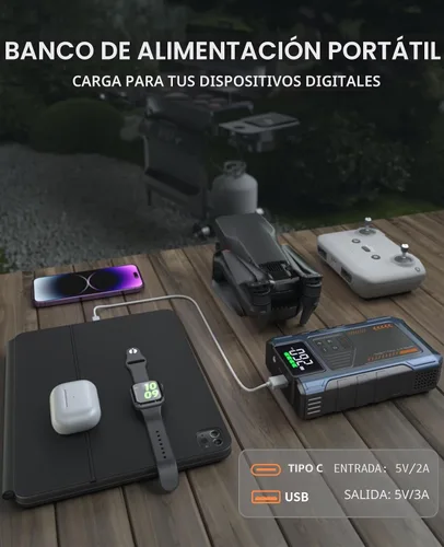 Miniatura 5 de Cargador de Batería de Coche Arrancador de Salto con Compresor de Aire, Caja de Puente de 4500A para Batería de Coche, Paquete de Arranque Portátil