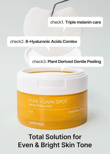 Miniatura 6 de celimax Almohadilla iluminadora de poros y manchas oscuras Almohadillas exfoliantes para poros dilatados, con ácido hialurónico, minimizador