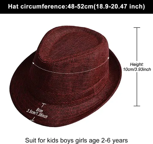 Miniatura 21 de ECYC Sombreros de jazz para niños, gorras de lino de color sólido para niños