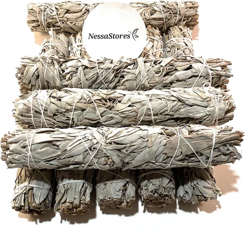 Miniatura 3 de NessaStores 1 barra de manchas de salvia blanca California, 9 pulgadas atada a mano, totalmente natural, de origen ético para limpieza del hogar