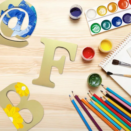 Miniatura 3 de Letras de madera doradas 3D de 6 pulgadas, alfabeto de madera sin terminar para tablero de cartas, decoración de pared, bricolaje, pintado