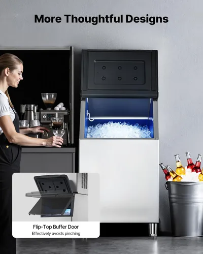 Miniatura 5 de VEVOR Cubo de almacenamiento comercial para máquina de hielo, capacidad de 300 libras, de acero inoxidable, contenedor de almacenamiento de hielo