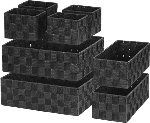 Miniatura 24 de Posprica Caja de almacenamiento tejida, cubo, cesta, contenedor, organizador divisor para cajón, armario, estante, aparador (blanco)