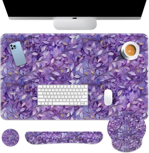 Miniatura 15 de Britimes Blue Sea - Juego de Alfombrilla de Teclado y Mouse Playa de Arena Rosa 4 en 1 Alfombrilla Grande + Reposamuñecas para Teclado +