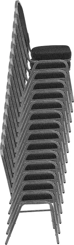 Miniatura 7 de Flash Furniture HERCULES Series - Silla apilable para banquetes con respaldo de corona en tela negra con estampado, marco de vena plateada Tela