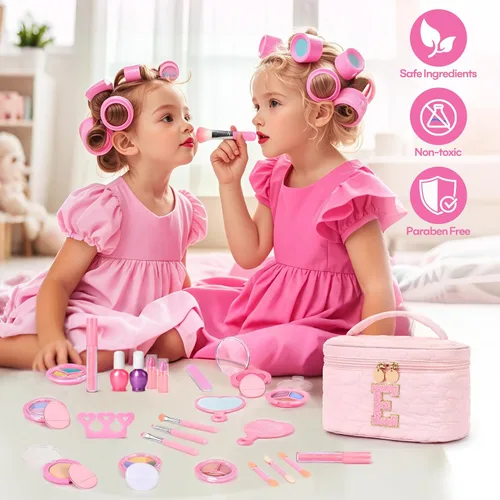 Miniatura 2 de Conjunto de maquillaje lavable para niños de niñas - 29 piezas de juguetes de maquillaje de juego reales no tóxicos con bolsa de cosméticos