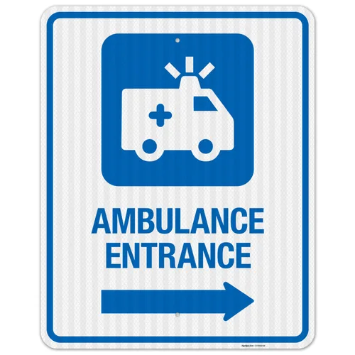 Miniatura 14 de Letrero de hospital de entrada de ambulancia con flecha derecha, 12 x 18 pulgadas, aluminio 063 libre de óxido, resistente a la decoloración