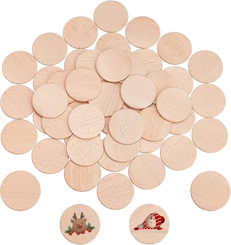 Miniatura 13 de NBEADS 100 piezas de madera sin terminar de 1.96 pulgadas con forma de anillos, adornos circulares, rebanadas de madera en blanco para pintura