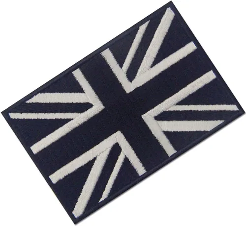 Miniatura 3 de Parche bordado táctico de la Unión Británica Jack Bandera de Inglaterra Reino Unido Gran Bretaña para planchar en el emblema - Blanco y negro