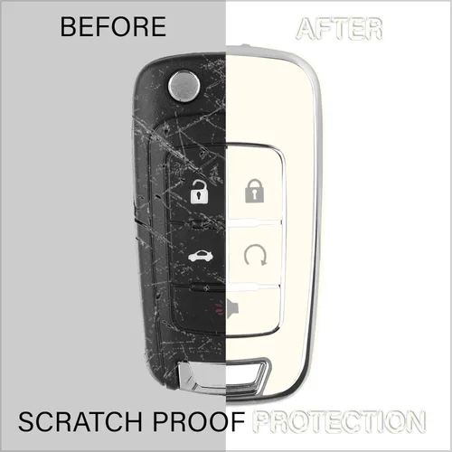 Miniatura 2 de QBUC Funda para Llavero de Chevy con Llavero Borde Cromado TPU Suave Compatible con 2010-2019 Chevrolet Chevy Equinox Malibu Impala Cruze Sonic 5