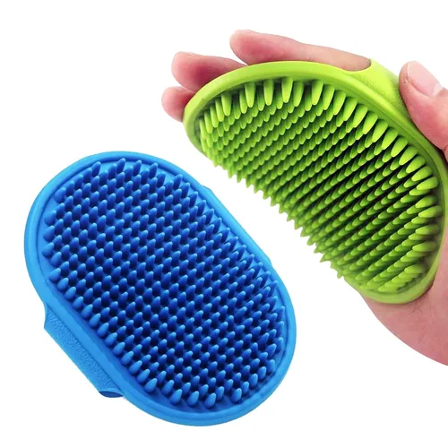 Miniatura 9 de Cepillo para aseo de perro, cepillo de baño con champú para mascotas Lilpep, peine de goma para masaje relajante con mango de anillo ajustable