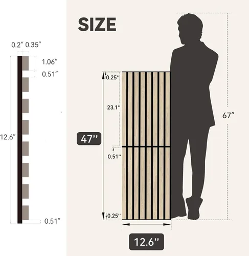 Miniatura 5 de Upick Paneles de pared acústicos plegables, paquete de 4 paneles de madera MDF de 48 x 12.6 pulgadas para pared, paneles de pared absorbentes