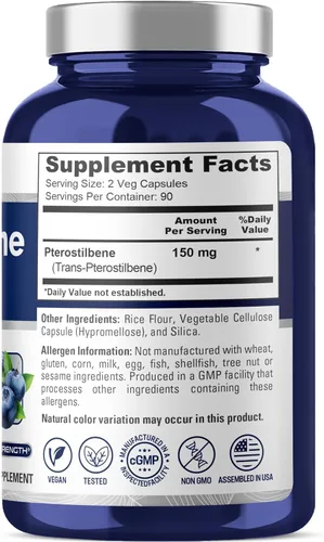 Miniatura 2 de NusaPure Pterostilbeno 150mg 180 cápsulas vegetales (sin OMG y sin gluten)