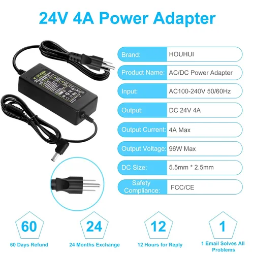 Miniatura 3 de Adaptador de fuente de alimentación de 24 V 4A, CA 100-240 V a CC 24 voltios 4 amperios 96 W traje 3A 2A 1A transformador de dispositivo convertidor