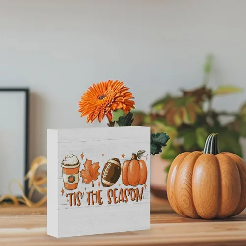 Miniatura 6 de Decoraciones de otoño para el hogar, decoración de otoño, letrero rústico de calabaza de Tis' the Season, letrero de decoración de otoño de Acción