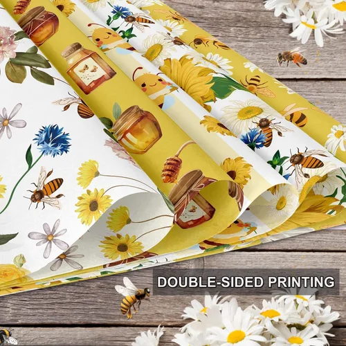 Miniatura 3 de Papel de recortes de abejas de 12 x 12 pulgadas, doble cara, 24 hojas de papel decorativo de panal de abejas amarillo y negro con patrón especial