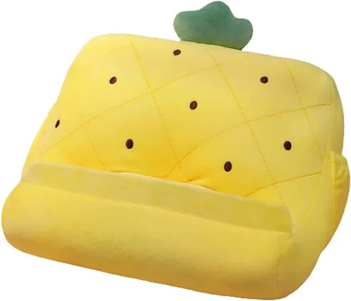 Dpofirs Soporte de almohada para tableta, soporte de tableta de felpa suave con bolsillos de almacenamiento para niños, compatible con almohadillas,
