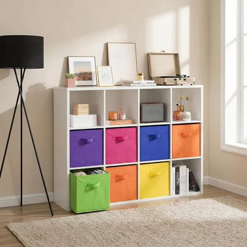 Miniatura 2 de Hillban 48 cubos de almacenamiento plegables de 11 pulgadas, cubos de tela a granel con doble asa, cubo organizador para armario, juguetes, aula